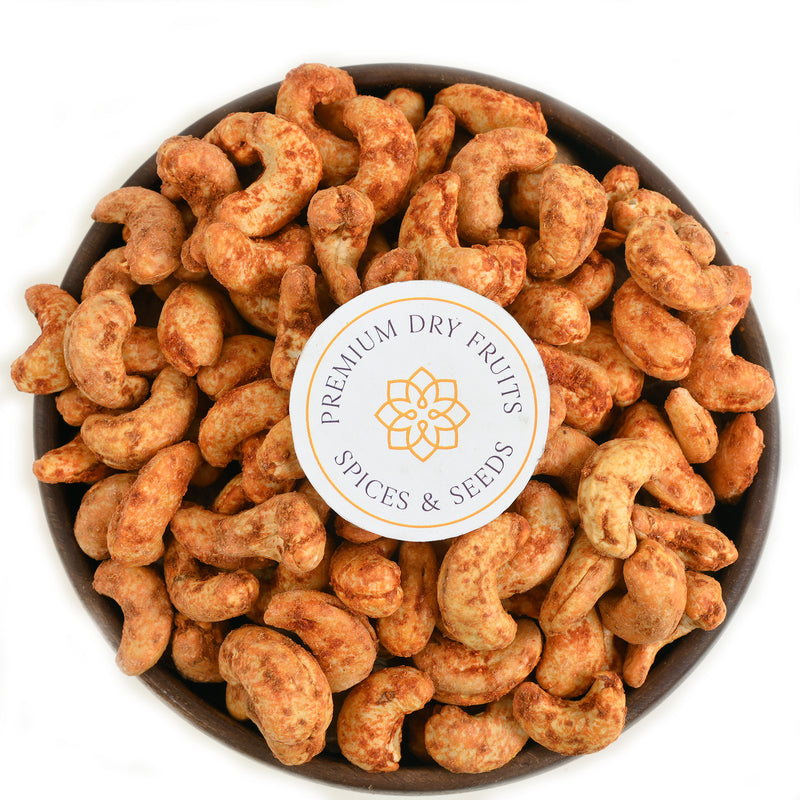 Buy Best Cashew Nuts Spiced Flavors for gifting or enjoy them as healthy nut nutty Snack. Check Cashew Nuts Red chilli Spiced at www.houseofrasda.com 