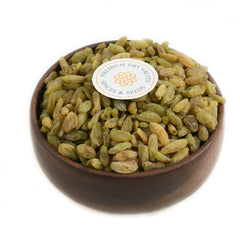 Kismis Kandhari offers a unique and distinctive taste compared to traditional raisins. They are Originating from Afghanistan, the Kandhari Raisins are naturally sun-dried in India and packed in an airtight pouch to preserve their purity and vegetarian properties.