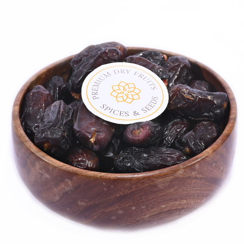 Safawi dates are a soft, semi-dried date, deep black color, their length, and medium-size.