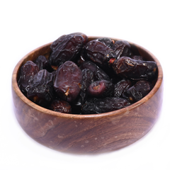 Safawi dates are soft and chewy, but have less moisture than Medjoul dates.