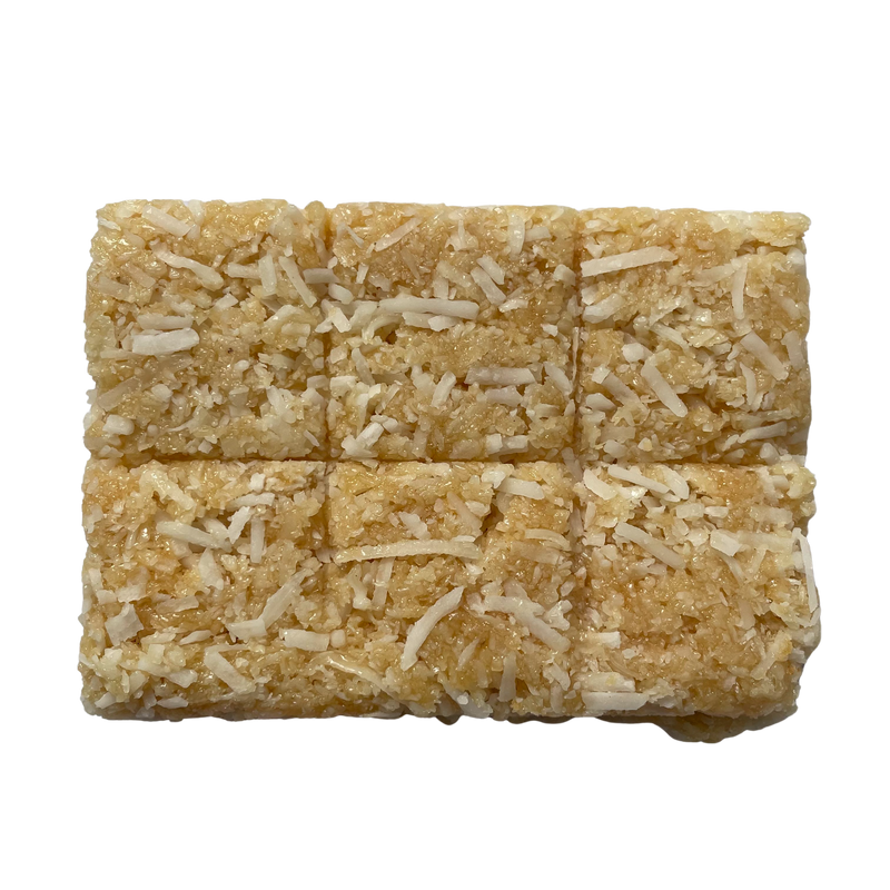 Coconut Chikki - the ultimate snack sensation! Indulge in the perfect blend of crispy coconut and sweet jaggery. Grab yours now and satisfy your cravings with every crunchy bite. Try Rasda's Coconut Chikki today and treat yourself to a burst of flavor!